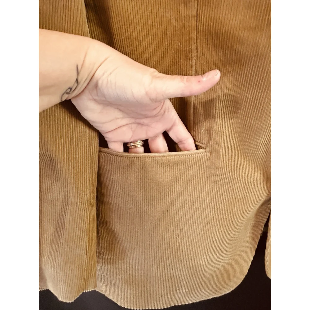 Tasso Elba Mens Tan 3 Button Corduroy Blazer Jacket Large 42-44 Sport Coat - Picture 2 of 10